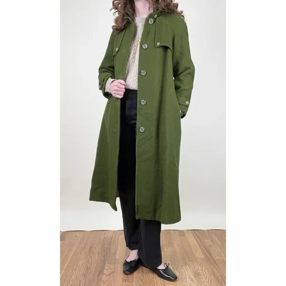 Vintage Handmade Wool Peacoat Trench Winter Jacket Pea Coat European Hand Made - Picture 4 of 11